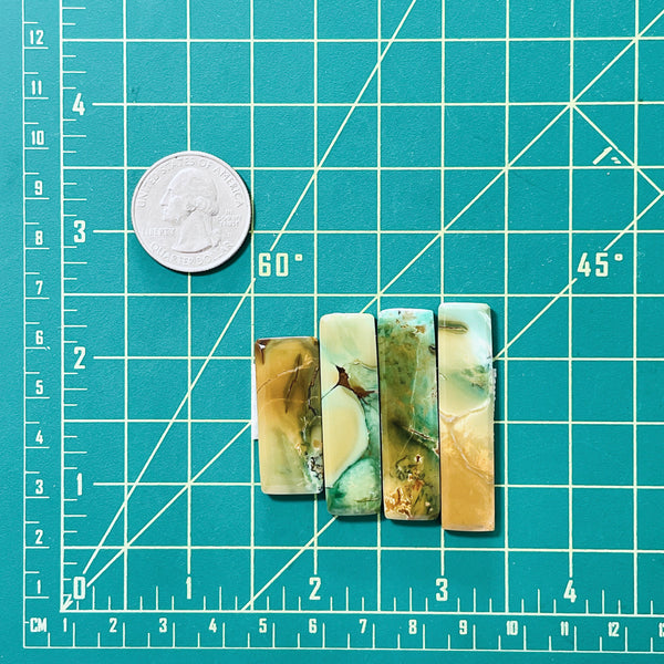 Large Sea Green Bar Crescent Lake Variscite, Set of 4 Dimensions