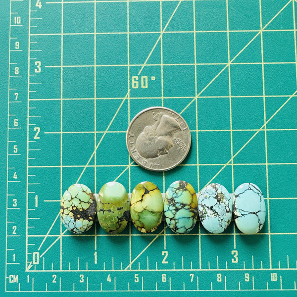 Small Mixed Oval Mixed Turquoise, Set of 6 Dimensions