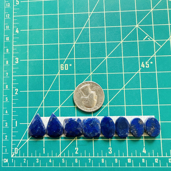 Small Deep Blue Mixed Lapis Lazuli, Set of 8 Dimensions