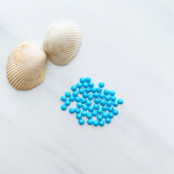 3x3mm Round Sleeping Beauty Turquoise Cabochons, Set of 10