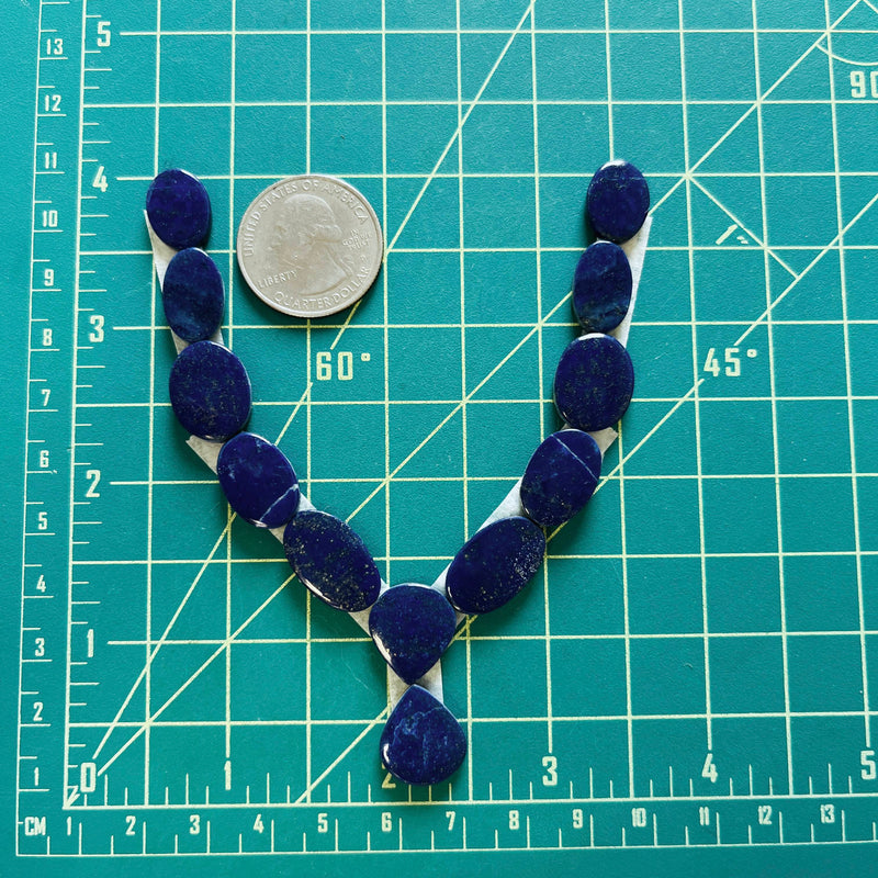 Small Deep Blue Mixed Lapis Lazuli, Set of 12 Dimensions