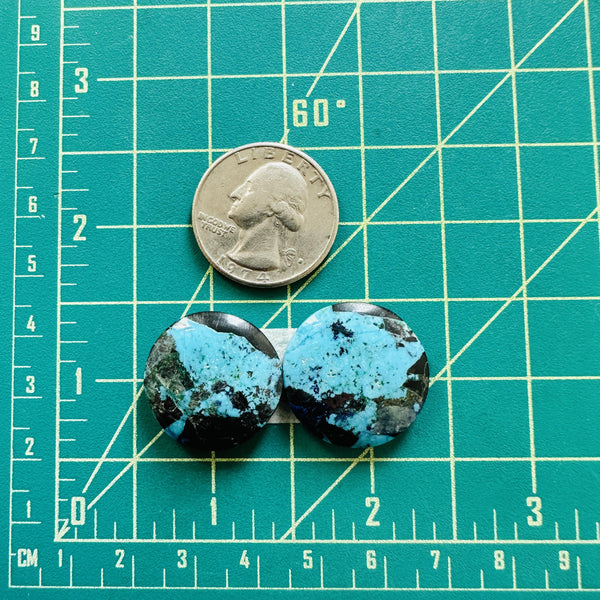Large Ocean Blue Round Yungai Turquoise, Set of 2 Dimensions