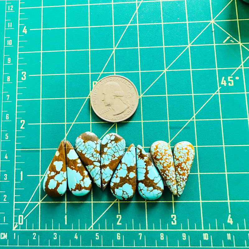Large Sky Blue Teardrop Number 8 Turquoise, Set of 8 Dimensions